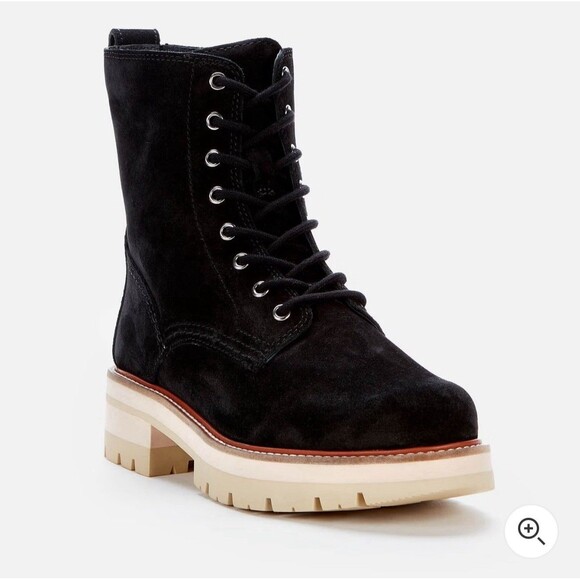 Clarks Orianna Hi Suede Lace Up Boots Women’s 8.5 Black Combat Chunky - Picture 1 of 11